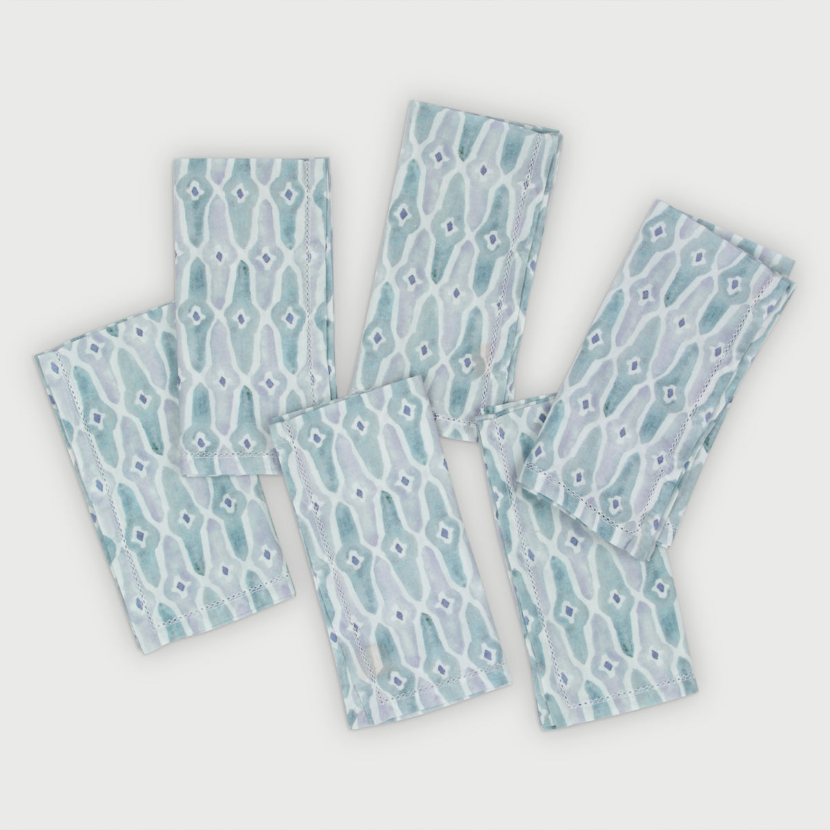Mosaic Blue Cotton Table Napkins-Set of 6