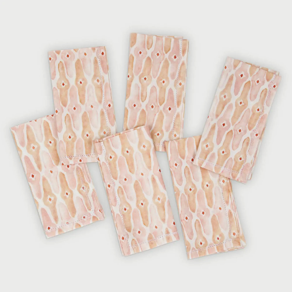 Mosaic Blush Cotton Table Napkins-Set of 6