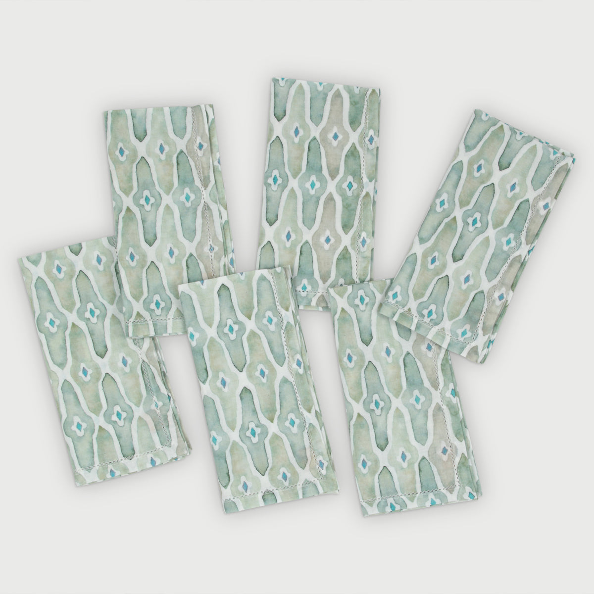 Mosaic Sage Cotton Table Napkins-Set of 6