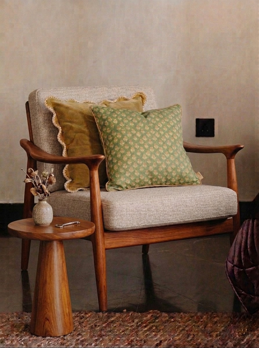 Viola Forest Green Cotton Cushion Cover
