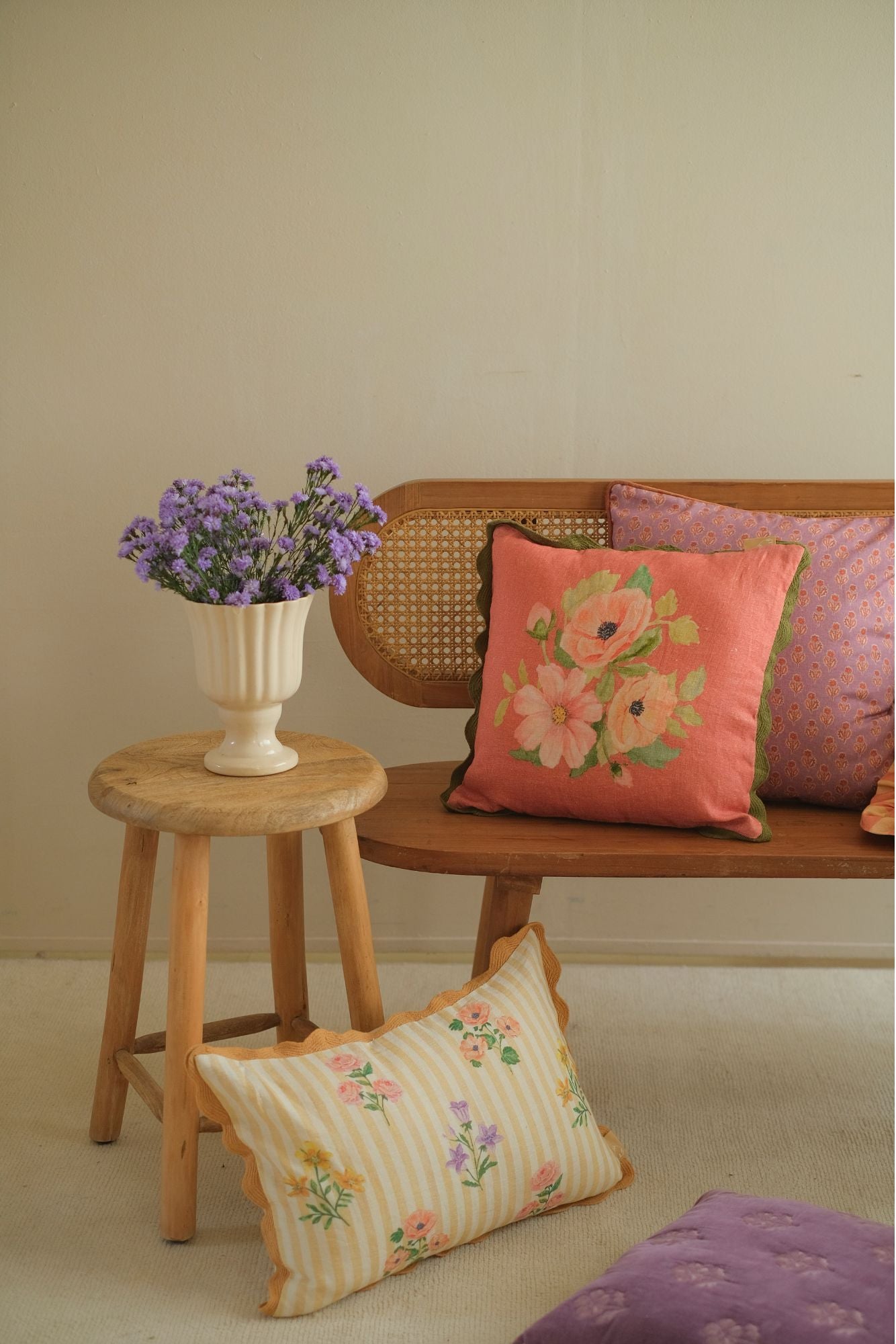 Viola Lavender Cotton Cushion Cover