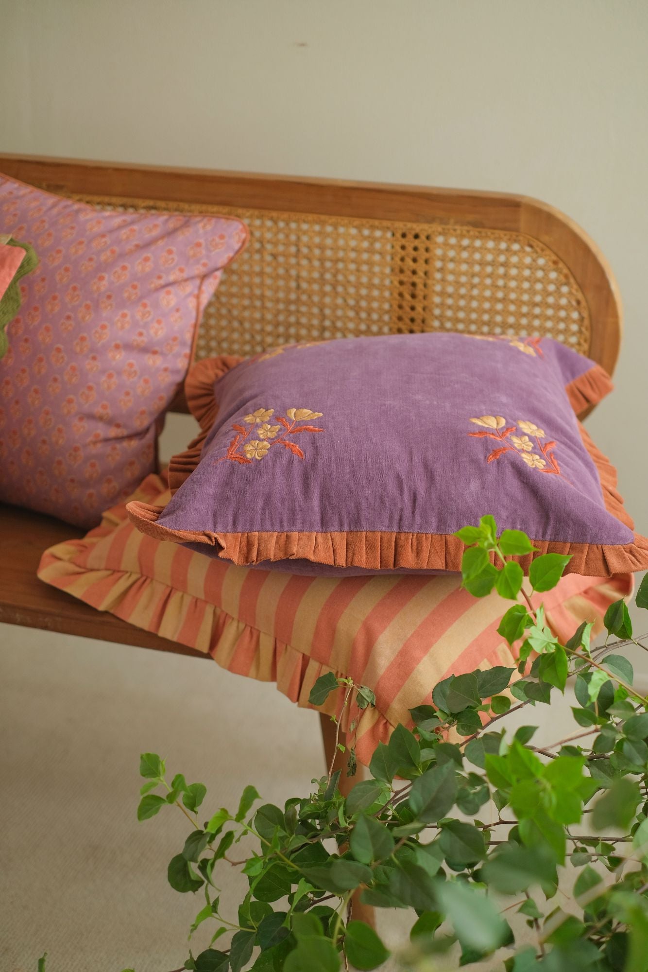 Viola Lavender Cotton Cushion Cover