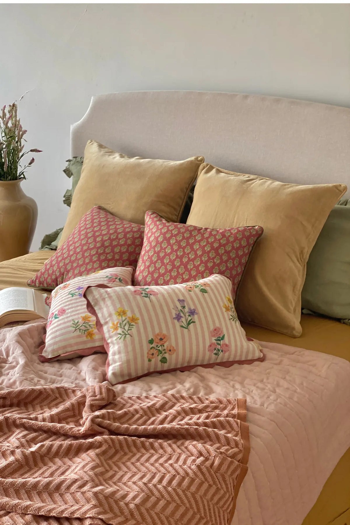 Viola Carmine Cotton Cushion Cover SanctuaryLiving
