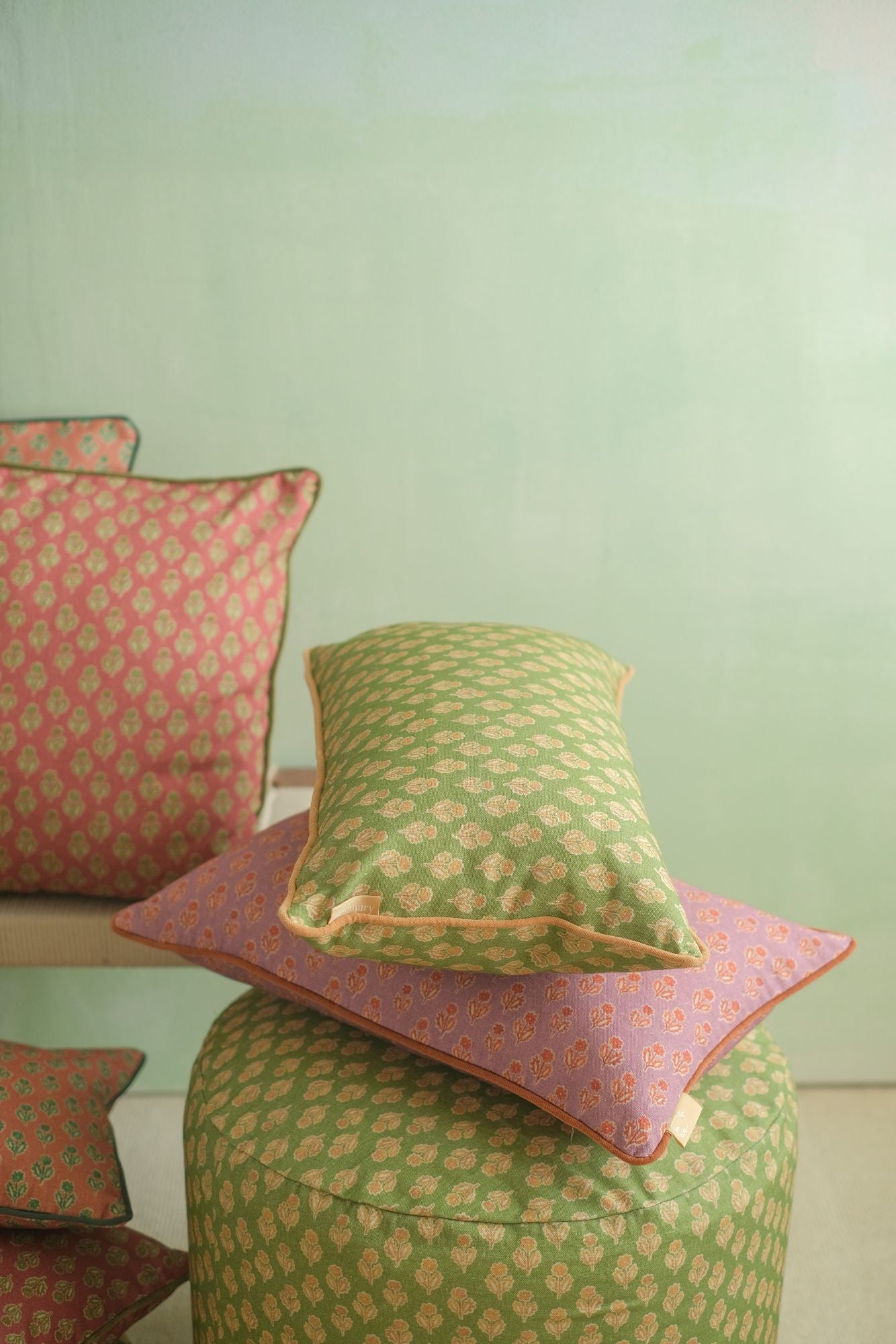 Viola Forest Green Cotton Oblong Cushion Cover