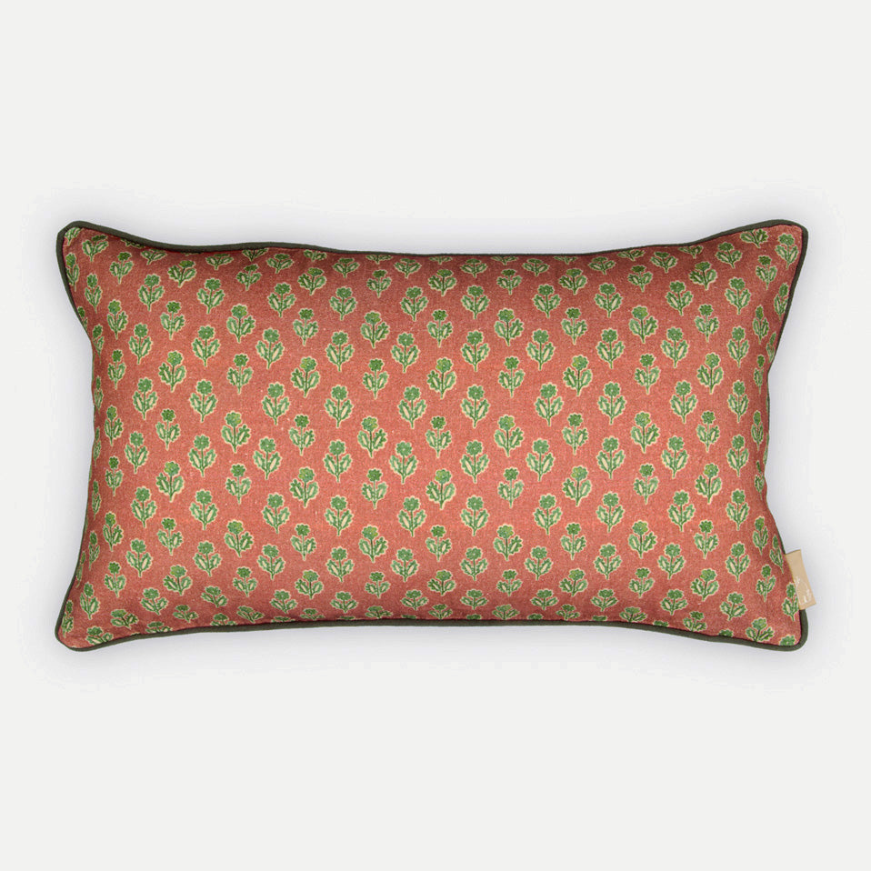 Viola Terracotta Cotton Oblong Cushion Cover