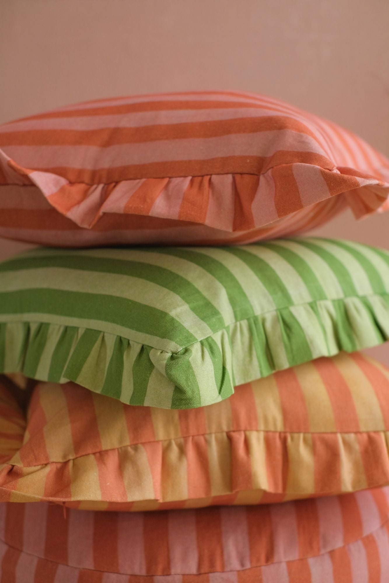 Linea Ruffle Amber Cotton Cushion Cover