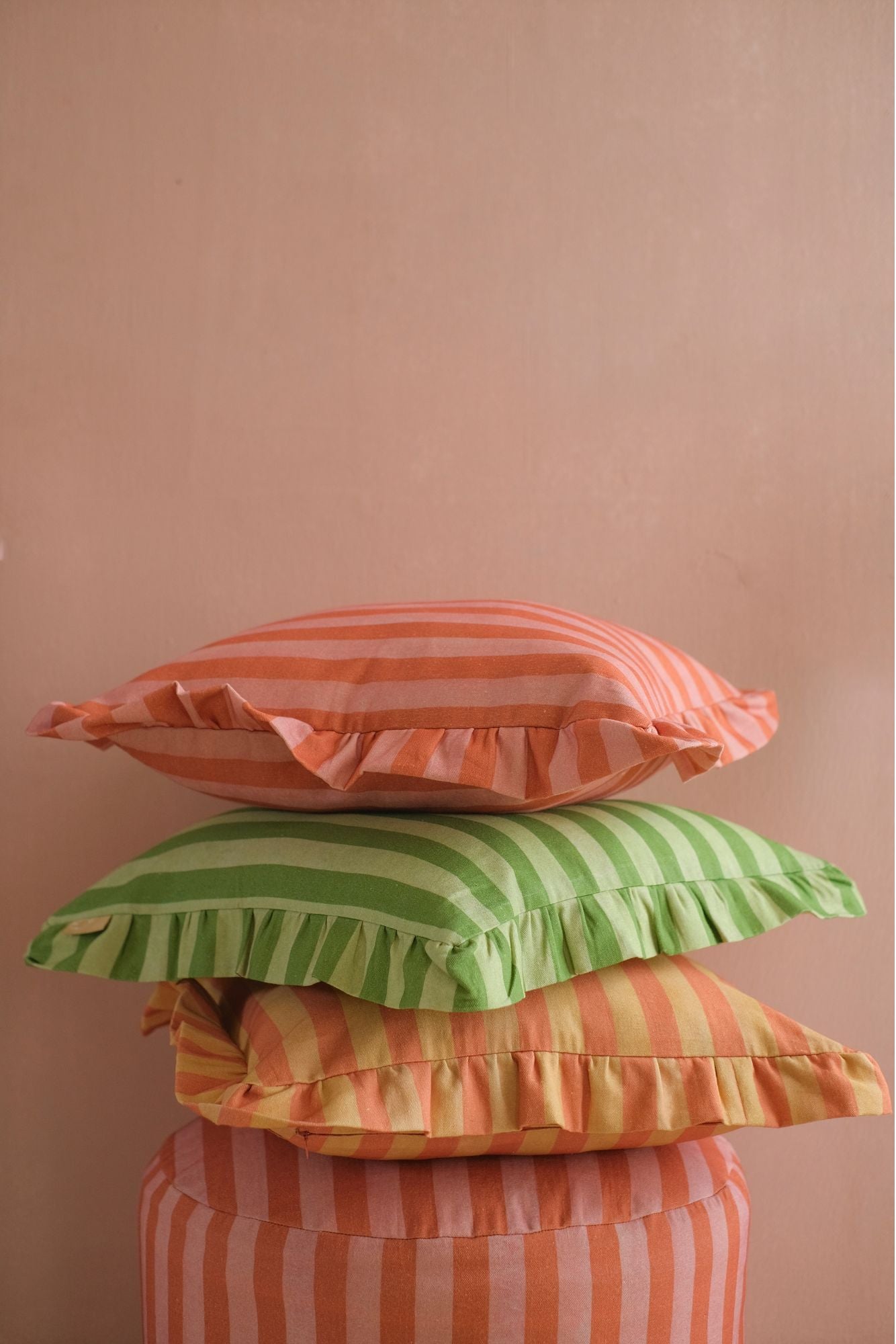Linea Ruffle Amber Cotton Cushion Cover