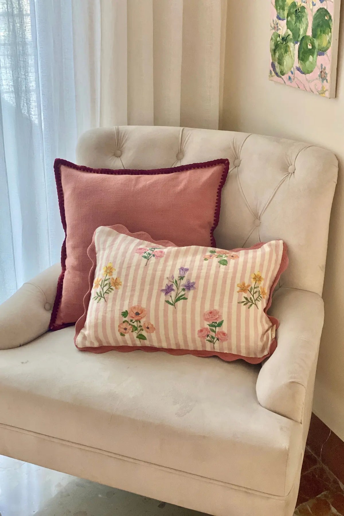 Sofia Dusty Rose Embroidered Cotton Cushion Cover SanctuaryLiving