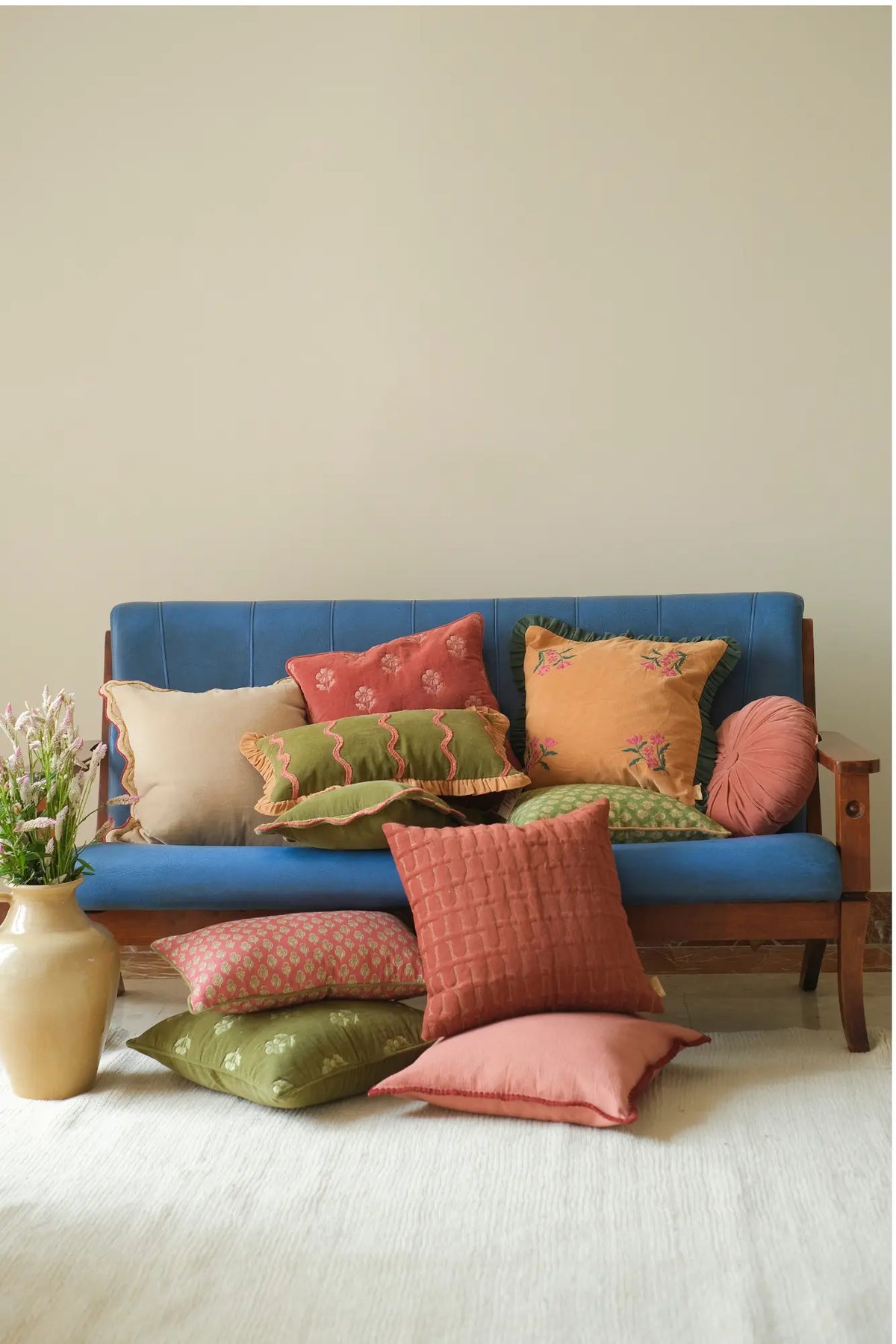 Sofia Dusty Rose Embroidered Cotton Cushion Cover SanctuaryLiving