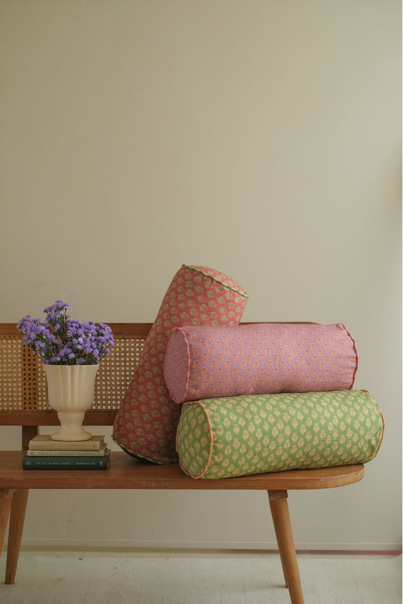 Viola Carmine Cotton Bolster Cover