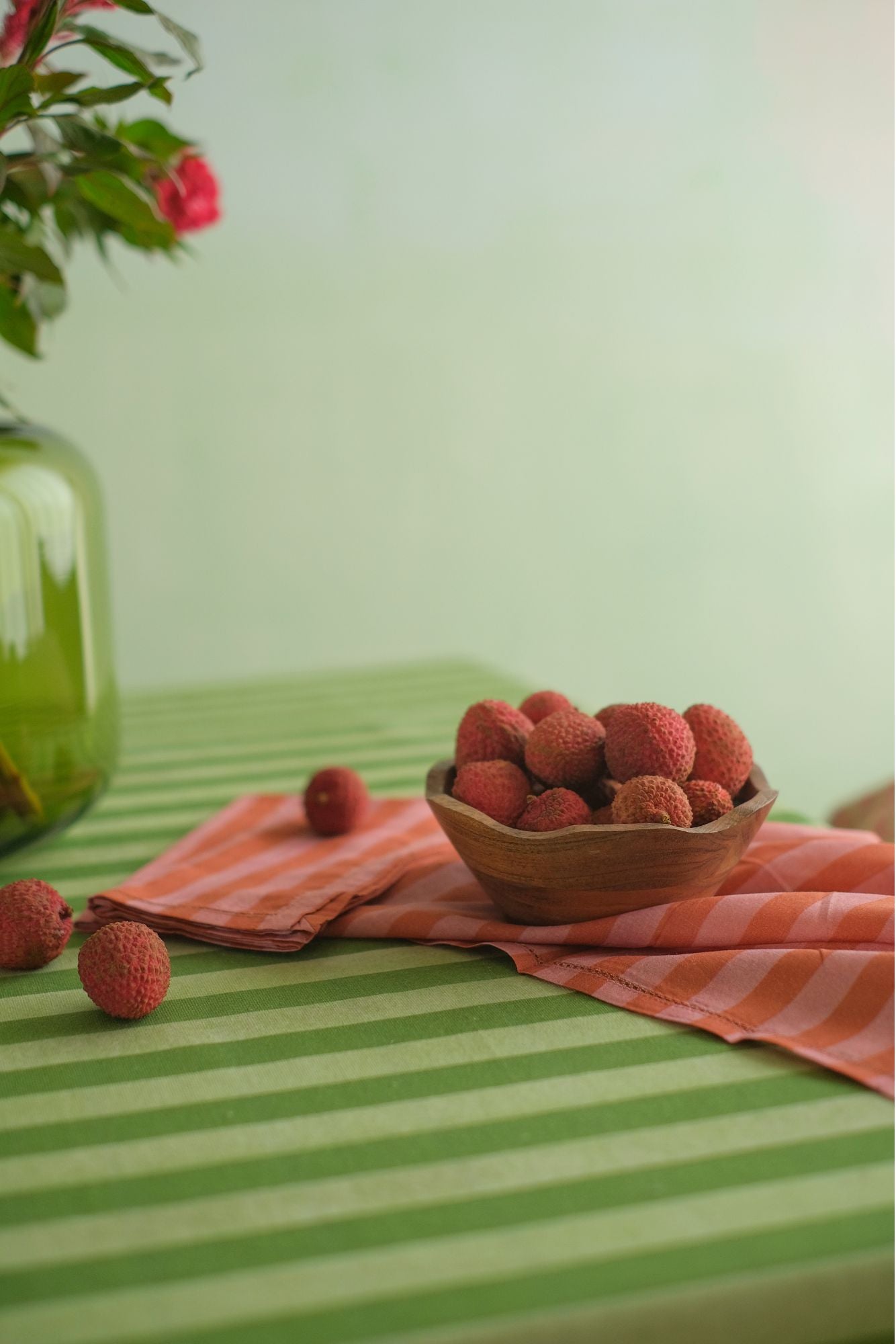 Linea Ruffle Forest Green Cotton Table Cover
