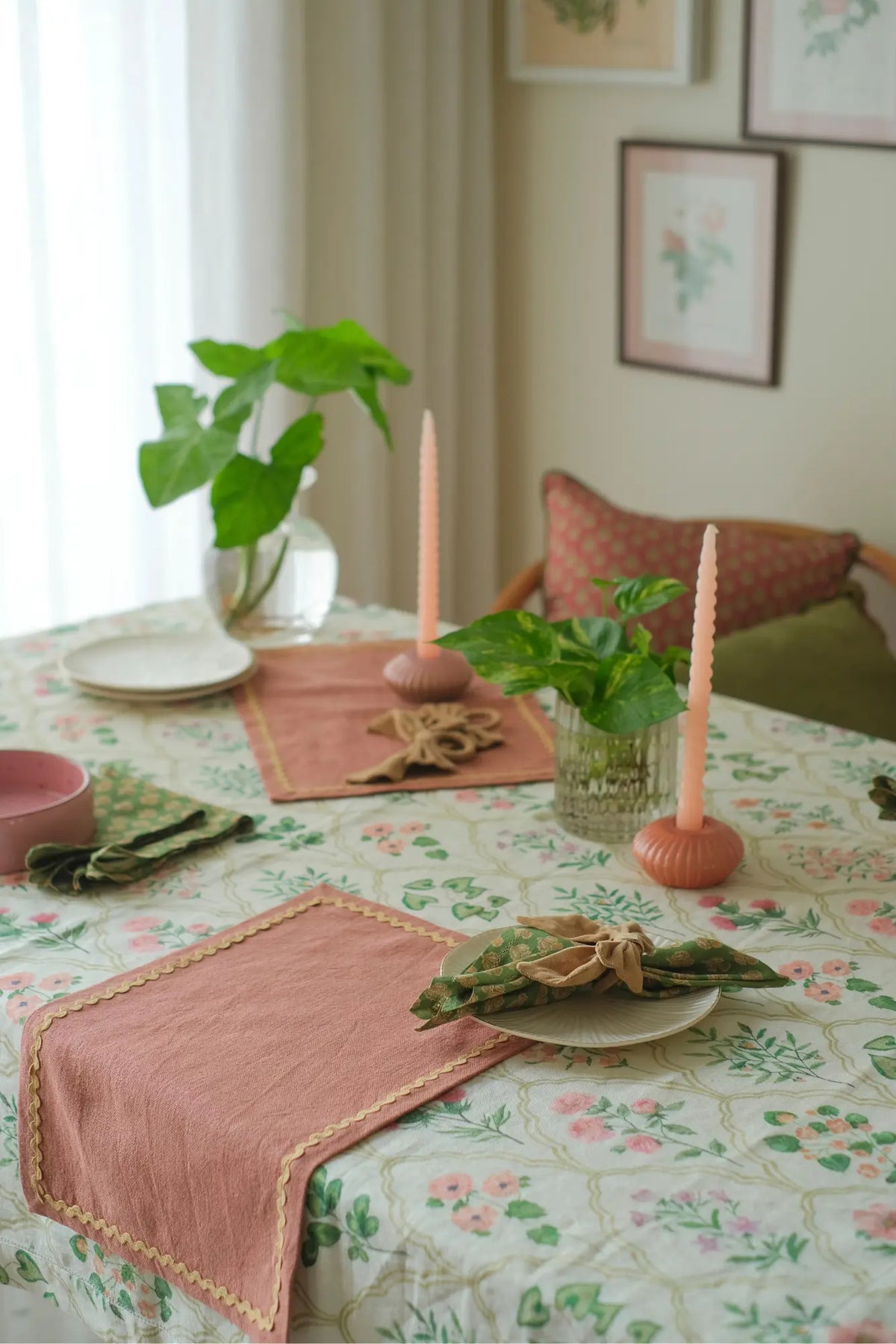 Clara Dusty Rose Cotton Table Mats-Set of 2 SanctuaryLiving