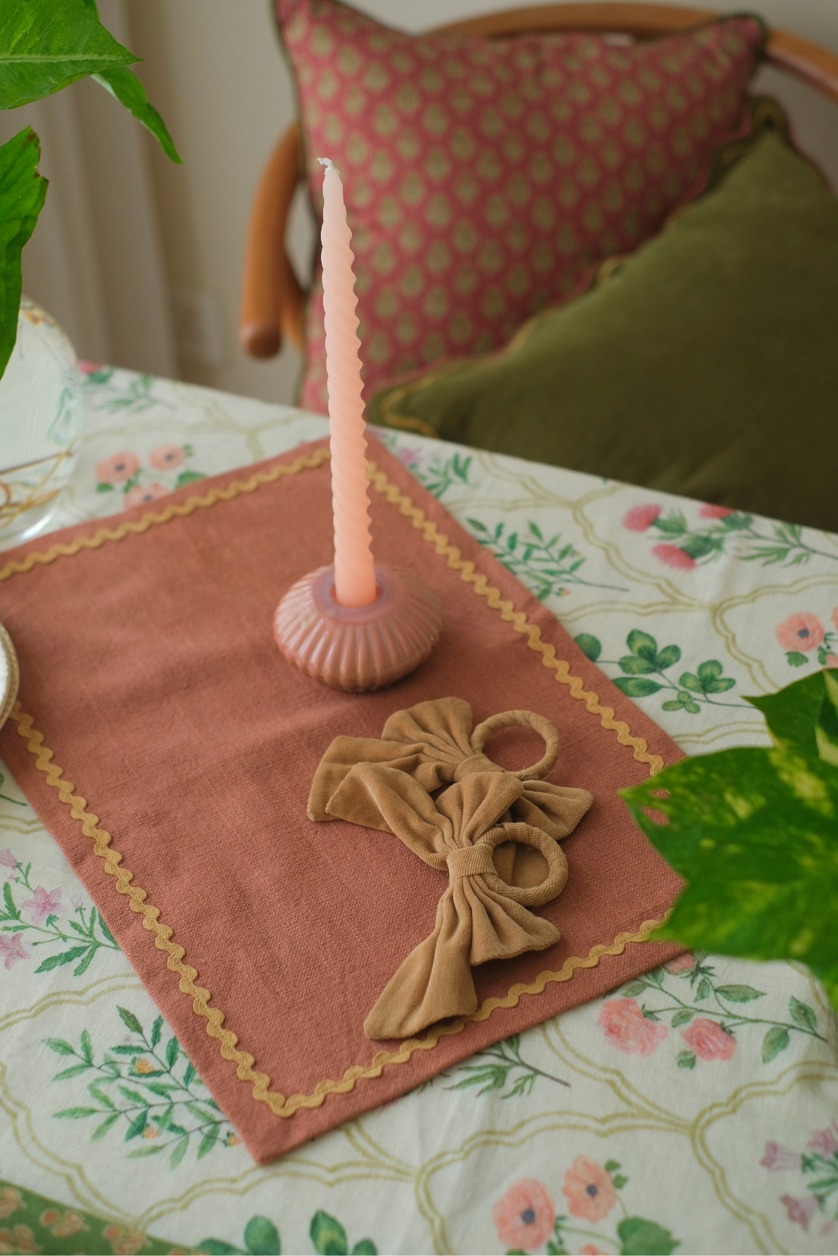 Clara Dusty Rose Cotton Table Mats-Set of 2