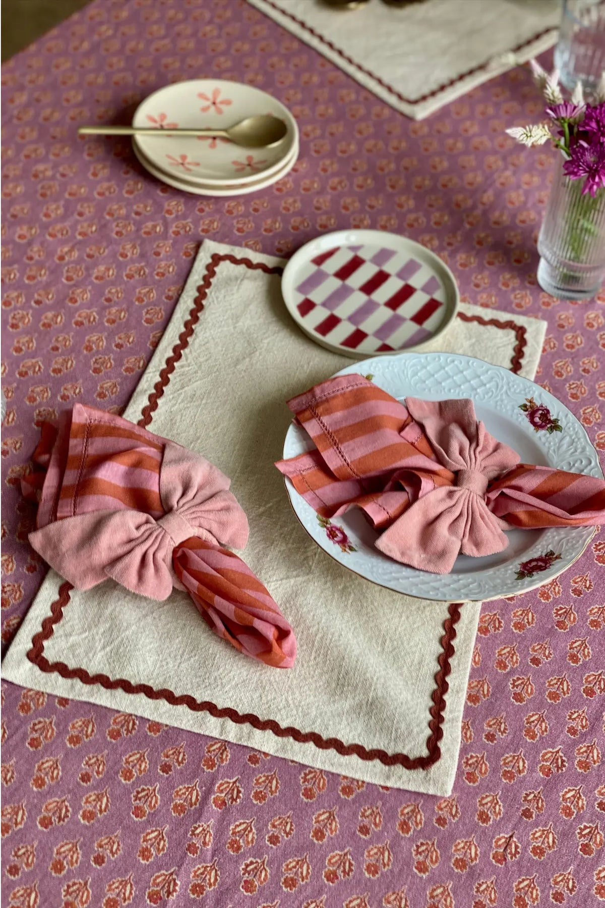 Clara Carmine Cotton Table Mats-Set of 2 SanctuaryLiving