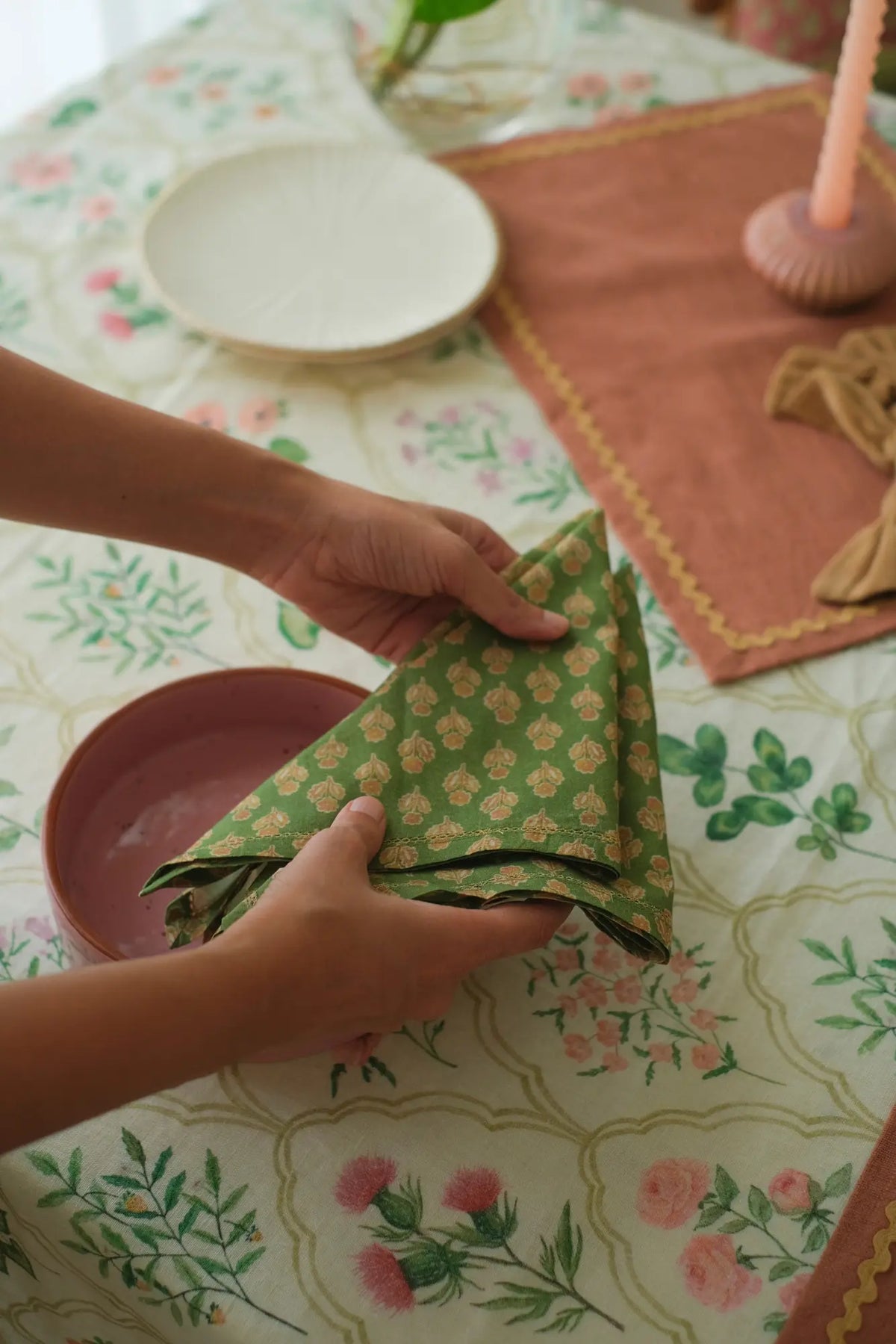 Viola Forest Green Cotton Table Napkins-Set of 6 SanctuaryLiving