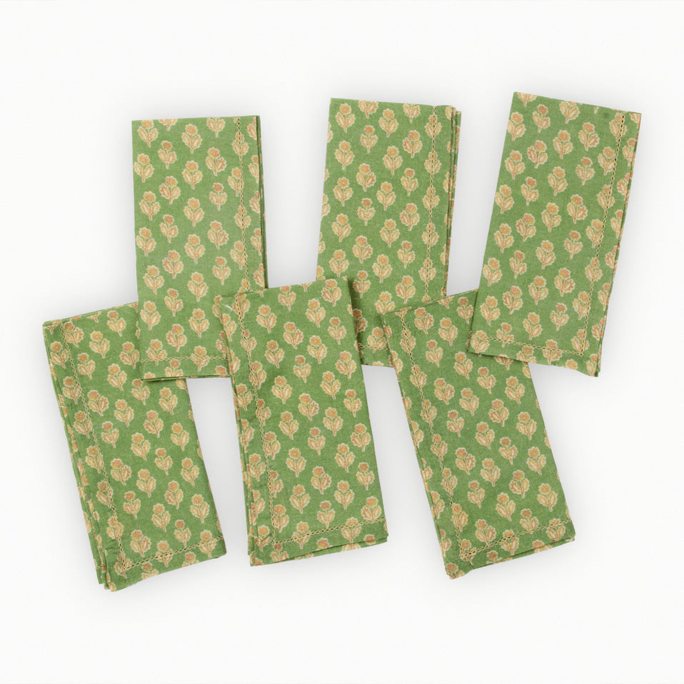 Viola Forest Green Cotton Table Napkins-Set of 6