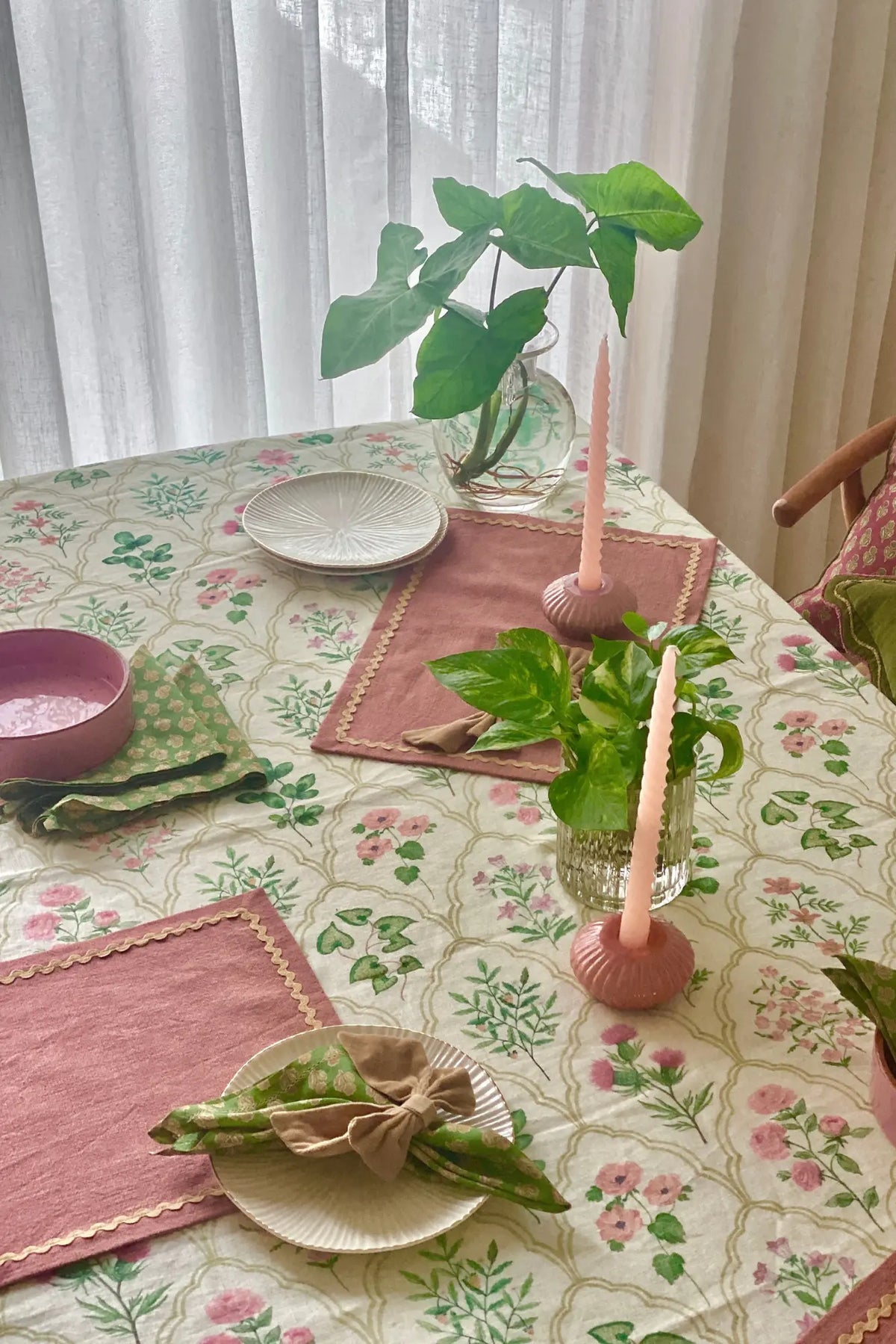 Viola Forest Green Cotton Table Napkins-Set of 6 SanctuaryLiving