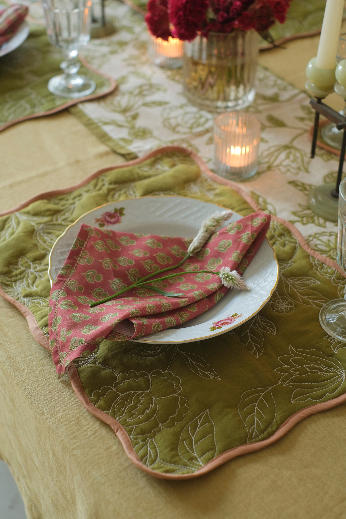 Viola Carmine Cotton Table Napkins-Set of 6