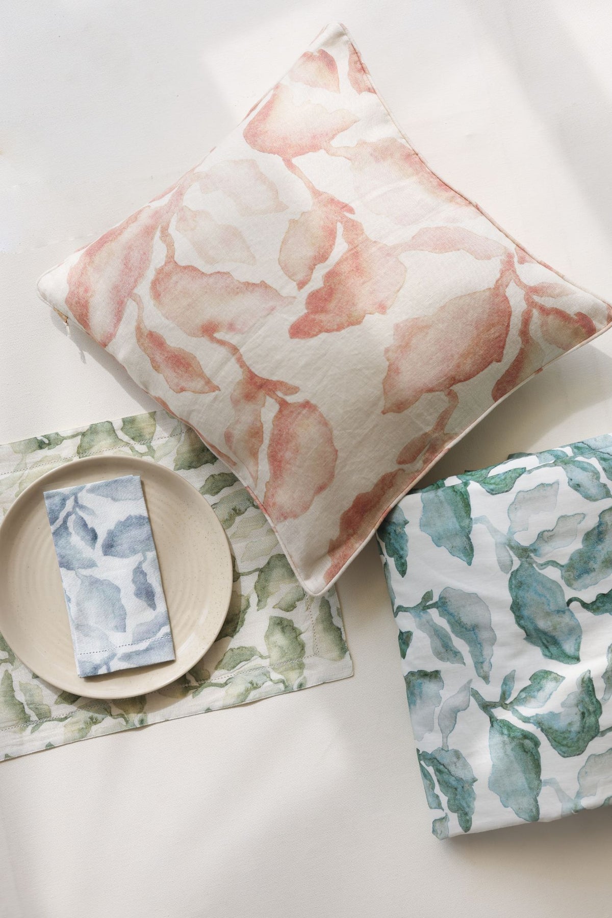 Cascade Teal Linen Table Cover