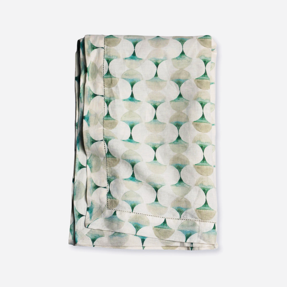 Cove Teal Linen Table Cover