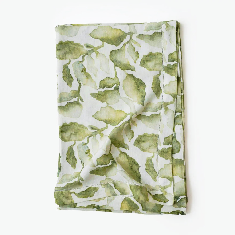 Cascade Green Linen Table Cover