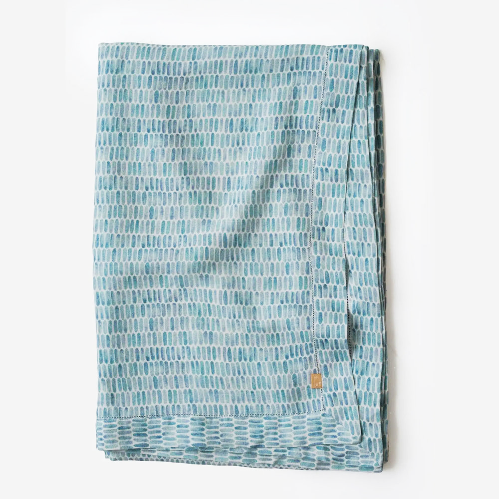 Speckle Blue Linen Table Cover