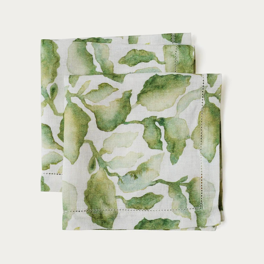 Cascade Green Linen Table Napkins-Set of 2