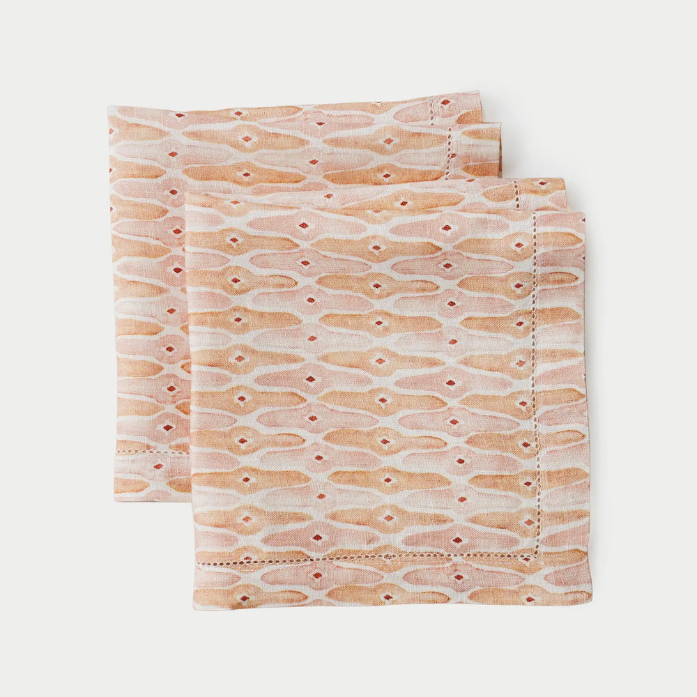 Mosaic Blush Linen Table Napkins-Set of 2