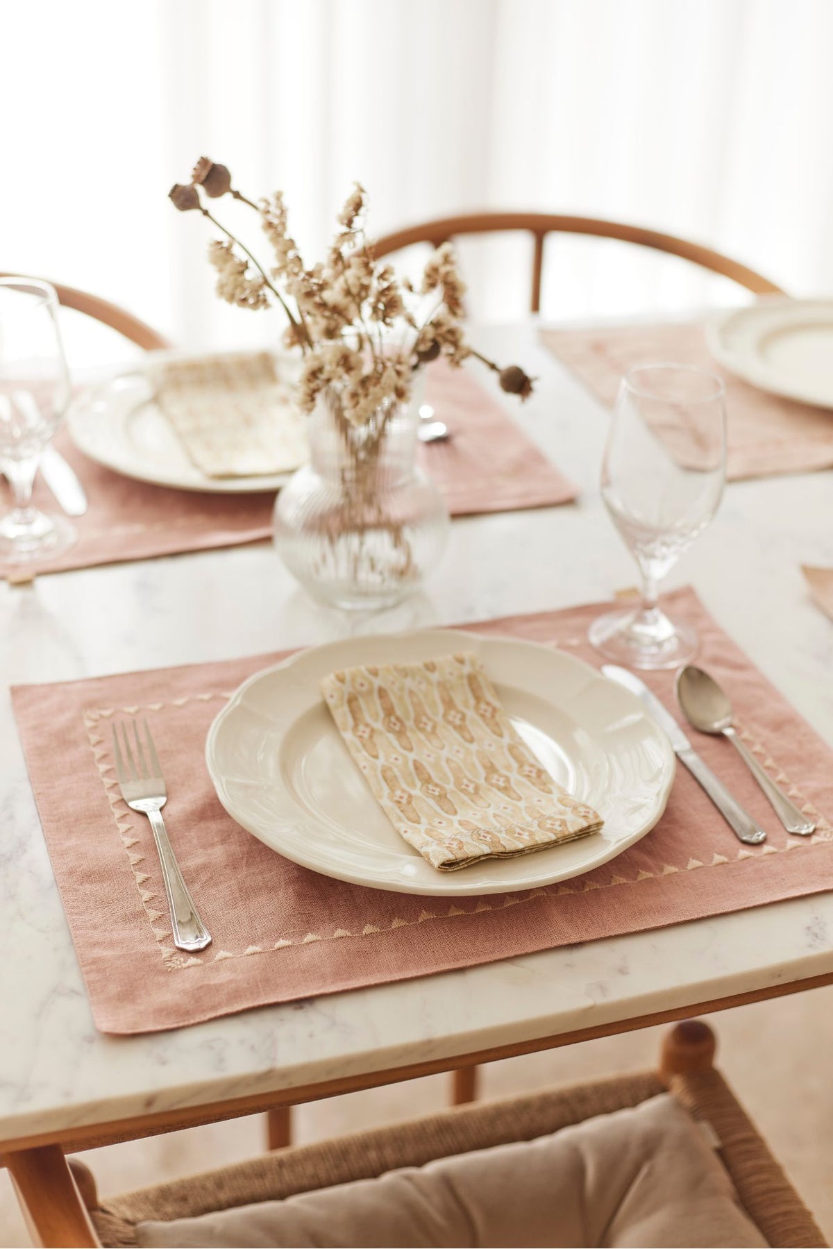 Mosaic Sand Linen Table Napkins-Set of 2