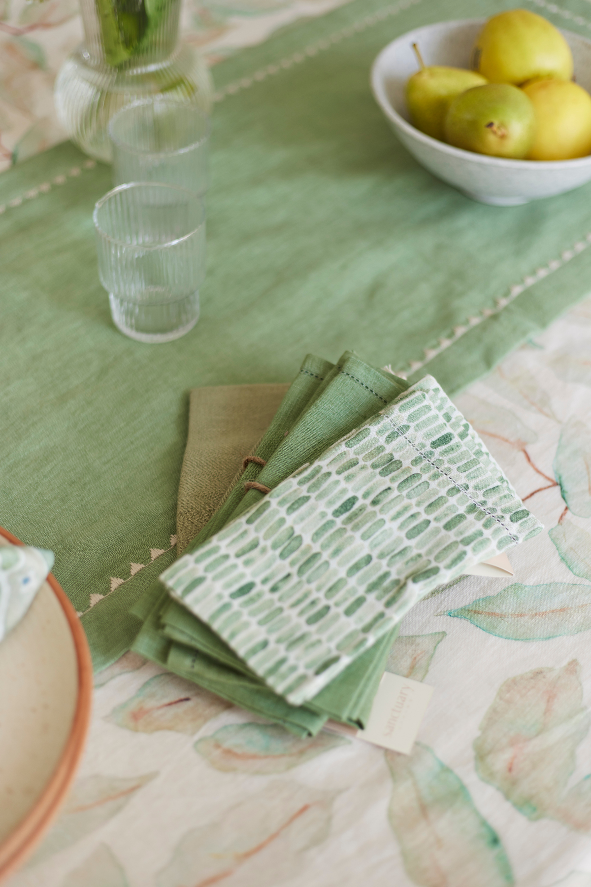 Speckle Green Linen Table Napkins-Set of 2