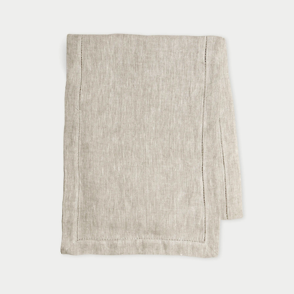 Oatmeal Herringbone Linen Table Runner