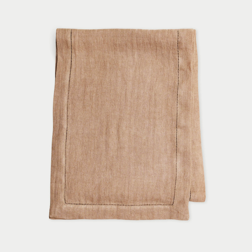 Blush Herringbone Linen Table Runner