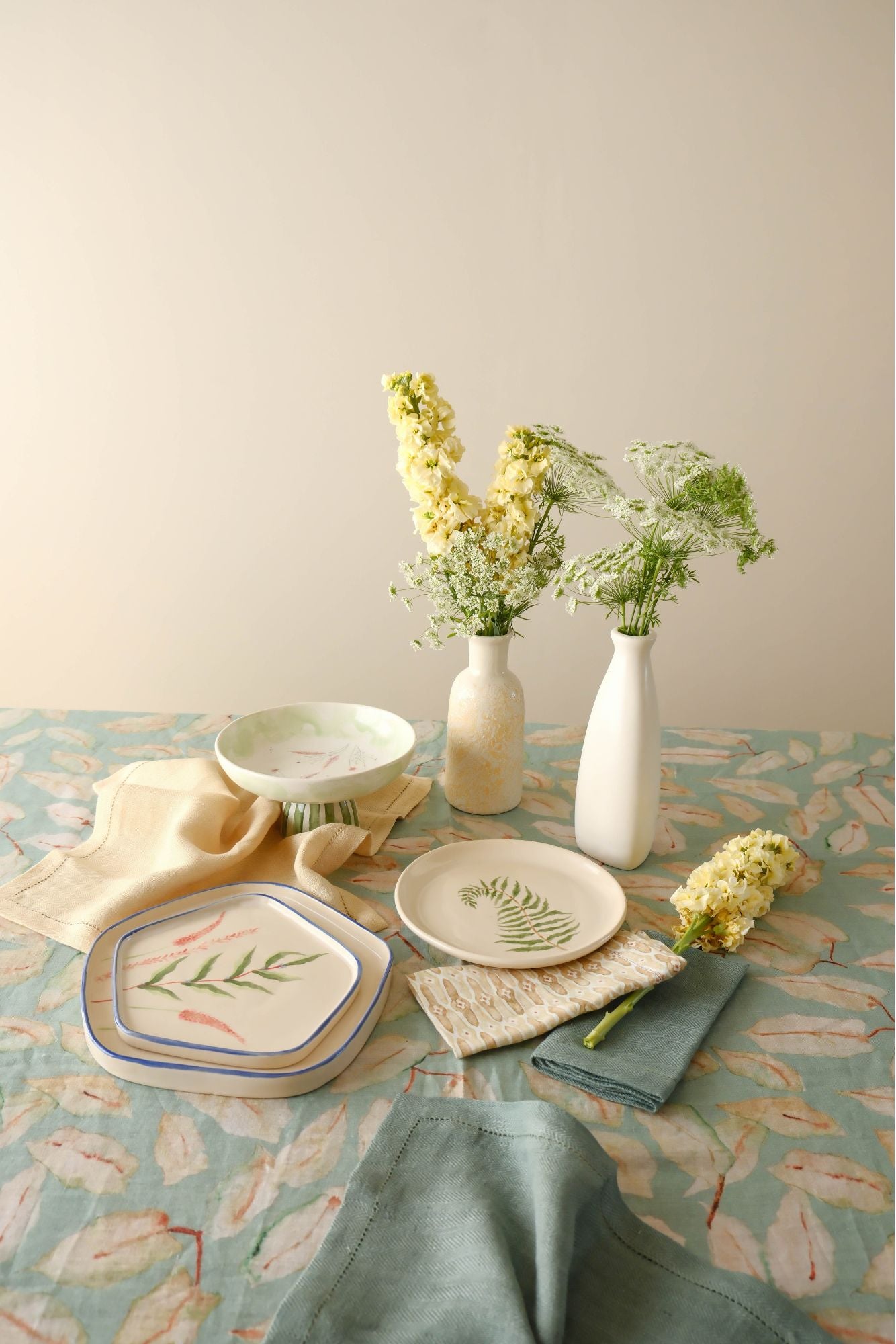 Sand Herringbone Linen Table Napkins-Set of 2