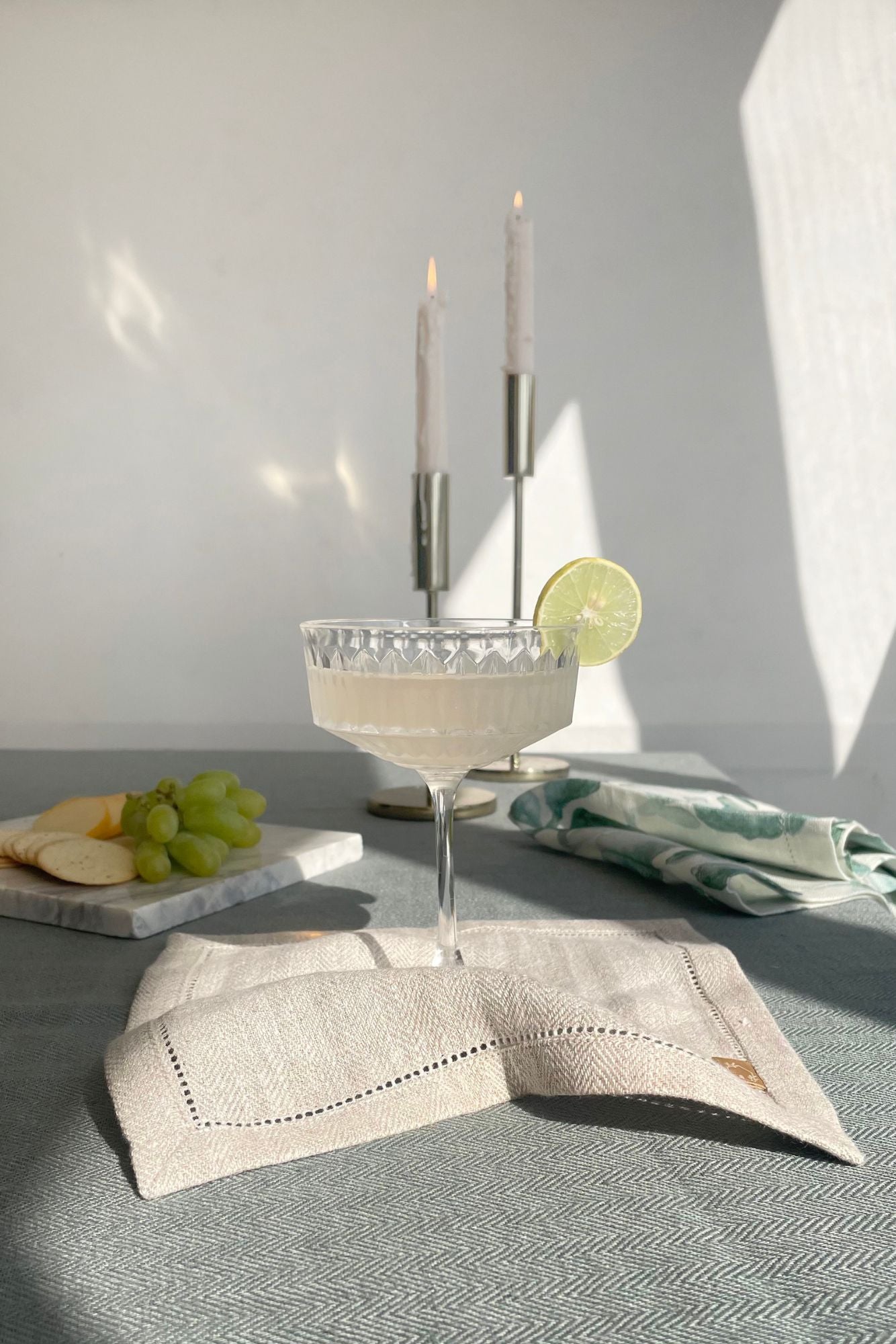 Oatmeal Herringbone Linen Cocktail Napkins-Set of 4