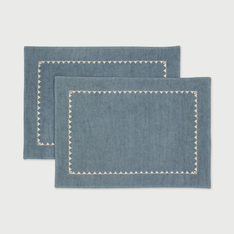 Mirage Azure Linen Table Mats | Set of 2