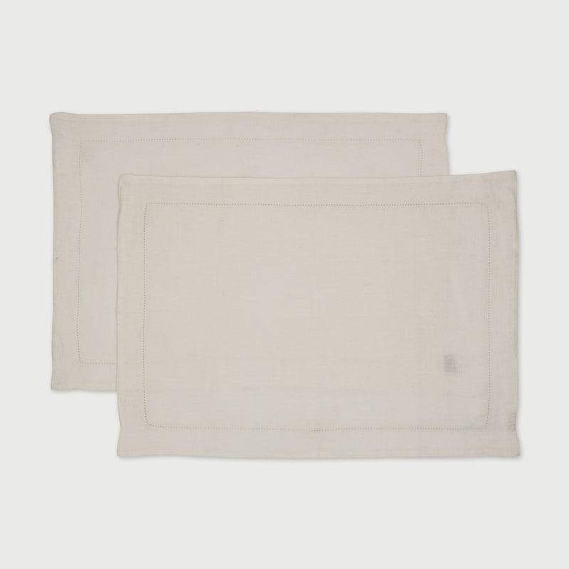 White Linen Table Mats | Set of 2