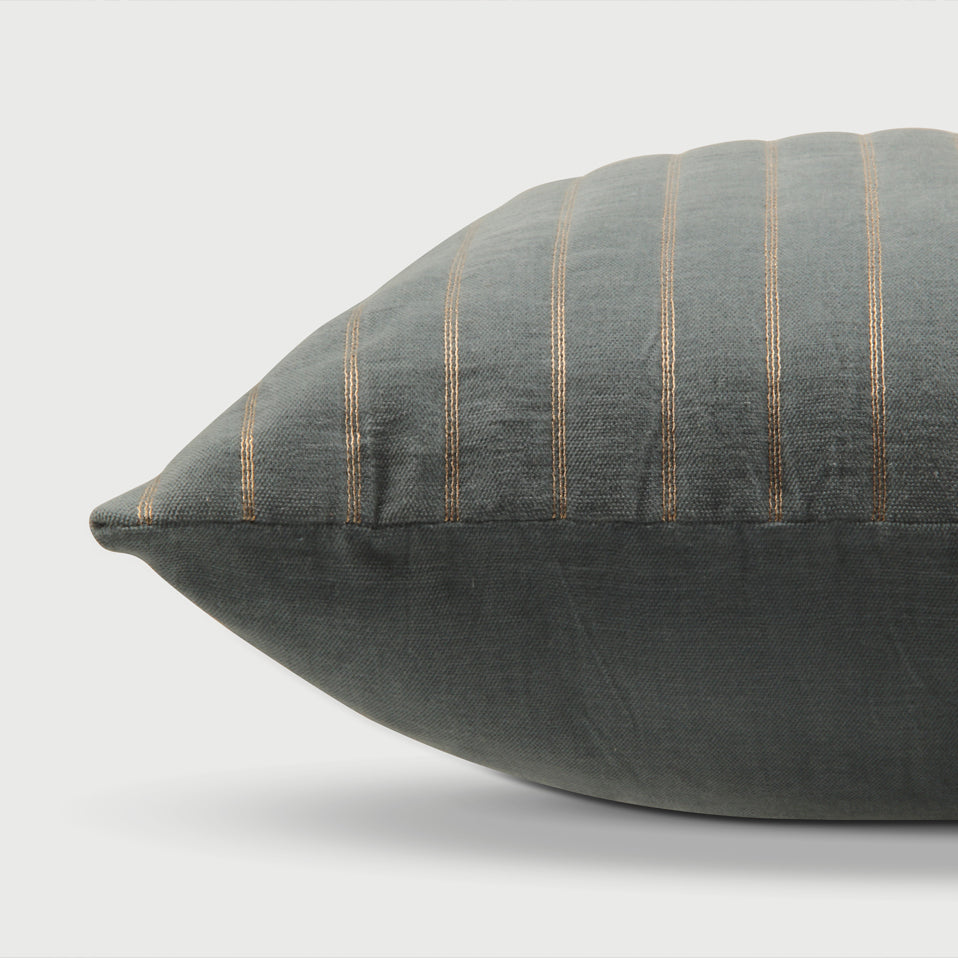 Eden Striped Teal Velvet Cushion Cover