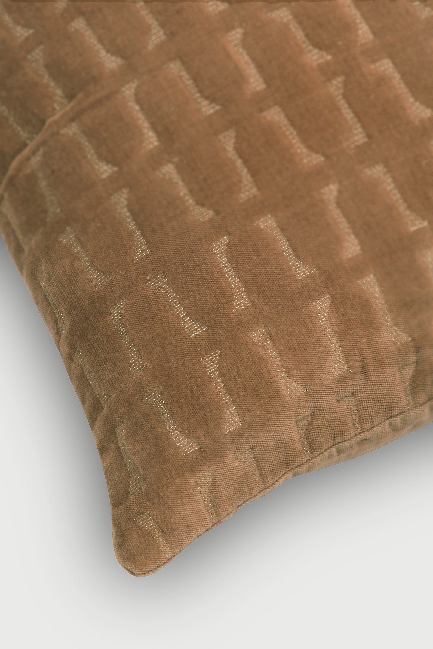 Twig Tan Brown Embroidered Velvet Cushion Cover