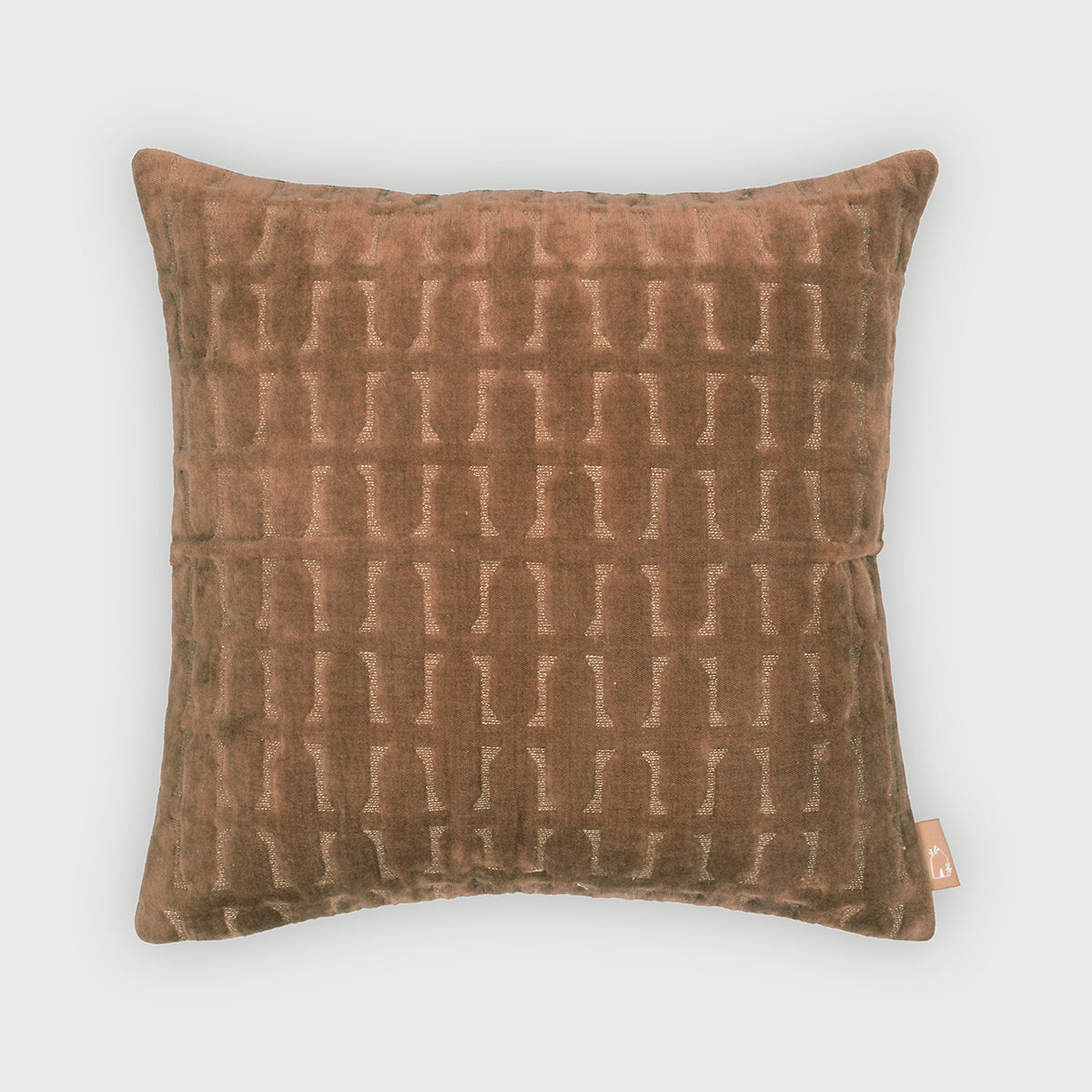 Twig Tan Brown Embroidered Velvet Cushion Cover