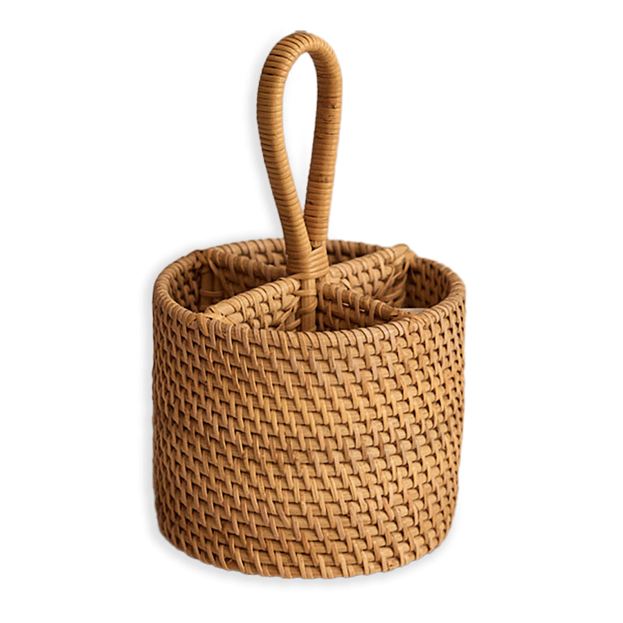 Genoa Handwoven Rattan Caddy-Natural