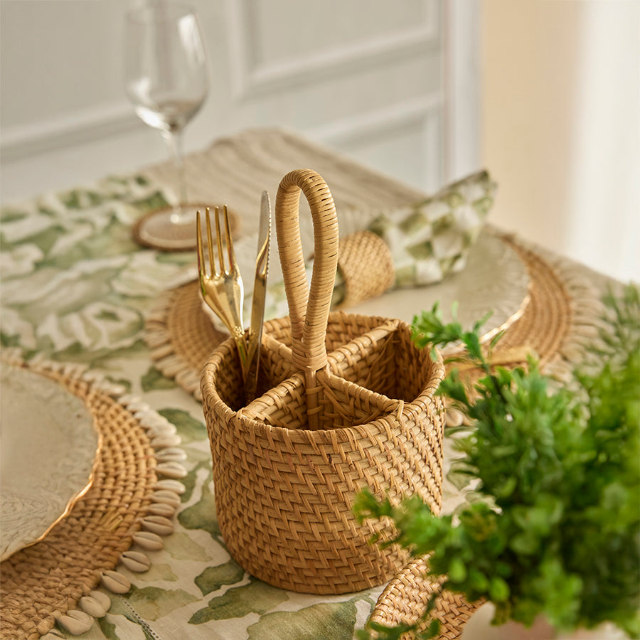 Genoa Handwoven Rattan Caddy-Natural