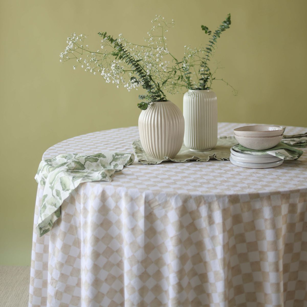 Printed Linen Round Table cover