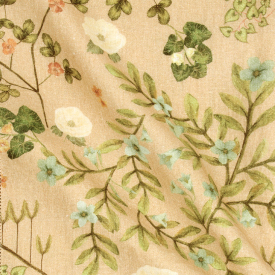 Valley Peach Printed Linen Fabric