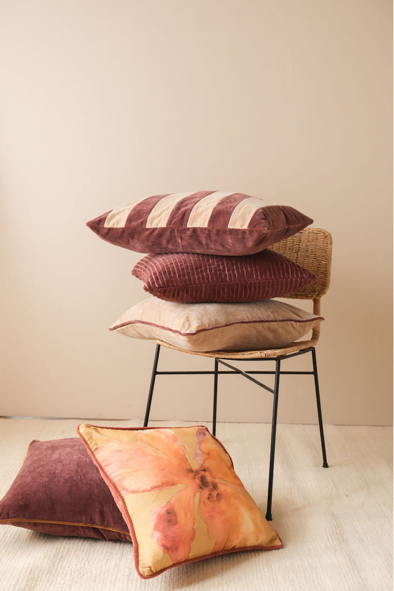 Bloom Ochre Velvet Cushion Cover