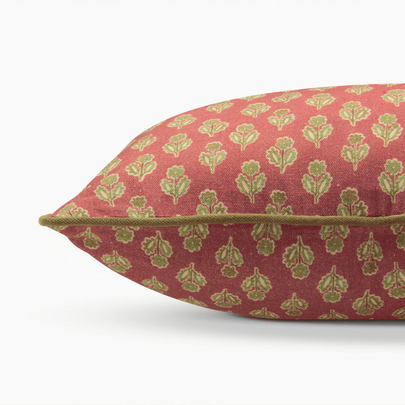 Viola Carmine Cotton Cushion Cover
