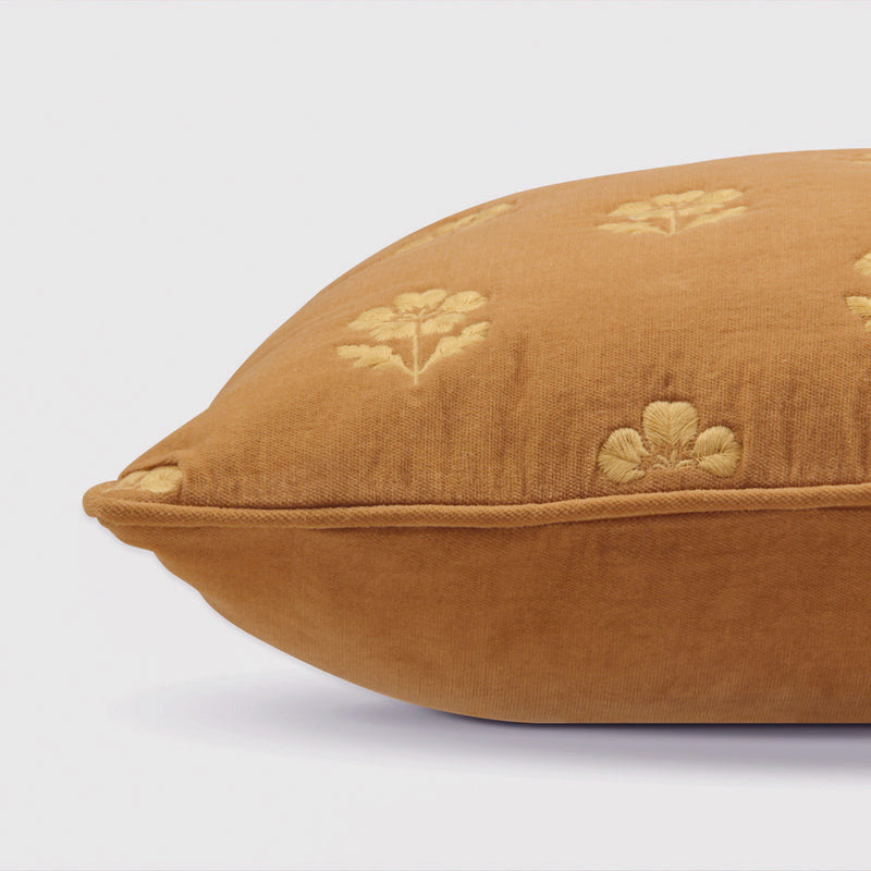 Lucia Amber Embroidered Velvet Cushion Cover