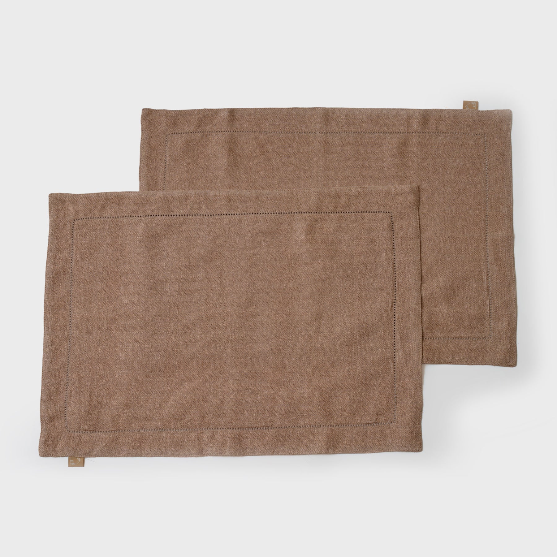 Hemstitch Blush Linen Table Mats-Set of 2