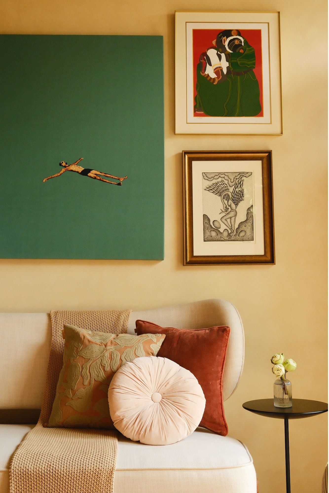 Cascade Embroidered Spice Velvet Cushion Cover