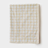 Checker Beige Linen Bedspread