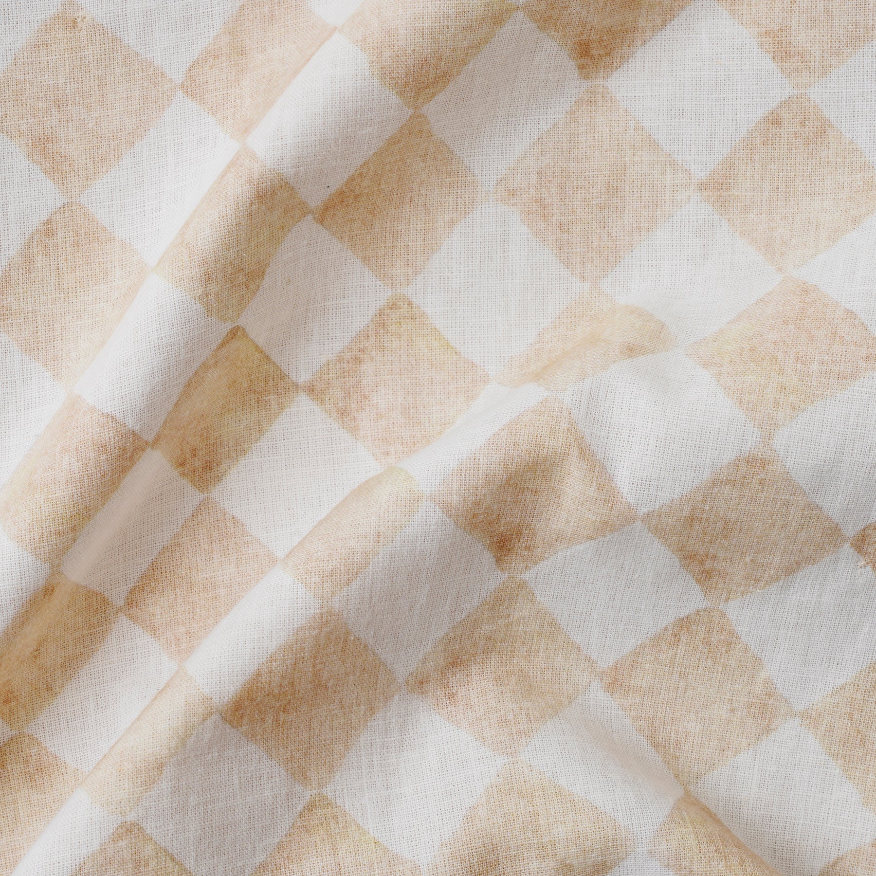 Checker Beige Linen Bedspread